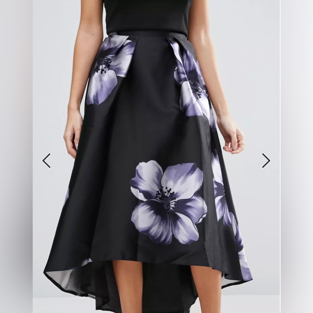 ASOS Jessica Wright Dip Hem Floral Midi Skirt | Size 2 - Picture 8 of 9
